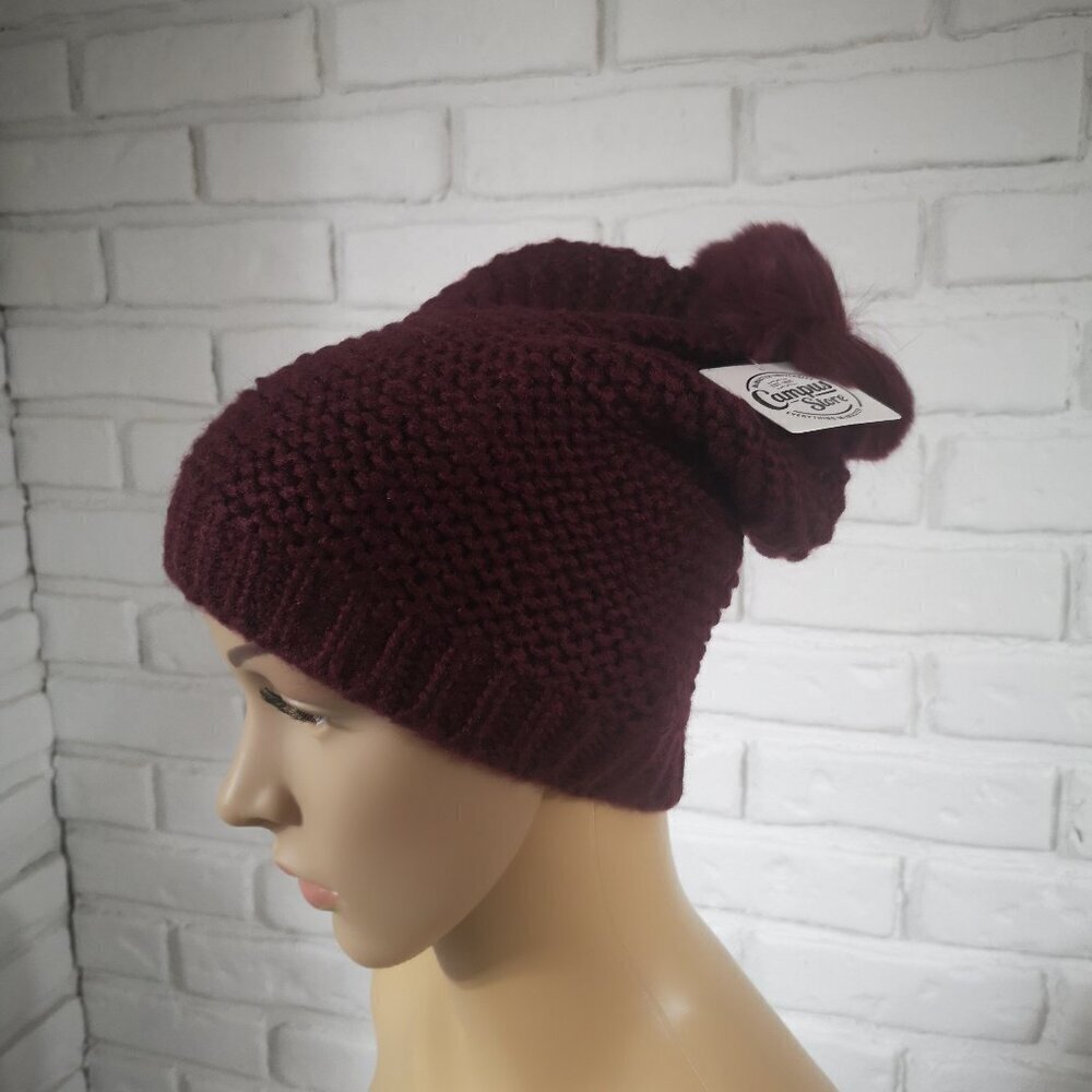 NWT McMaster University Campus Store Unisex Burgundy Knit Toque with Pom Pom